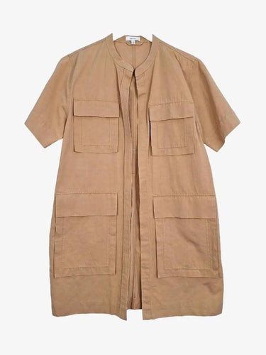 Oroton Latte Safari Large Pocket Midi Jacket Size 10 by SwapUp-Online Second Hand Store-Online Thrift Store
