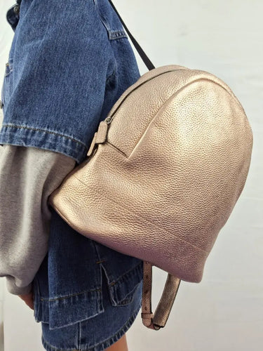 Oroton Pebble Leather Rose Gold Backpack by SwapUp-Online Second Hand Store-Online Thrift Store