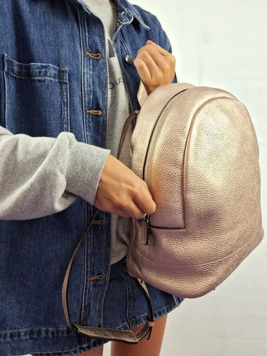 Oroton Pebble Leather Rose Gold Backpack by SwapUp-Online Second Hand Store-Online Thrift Store