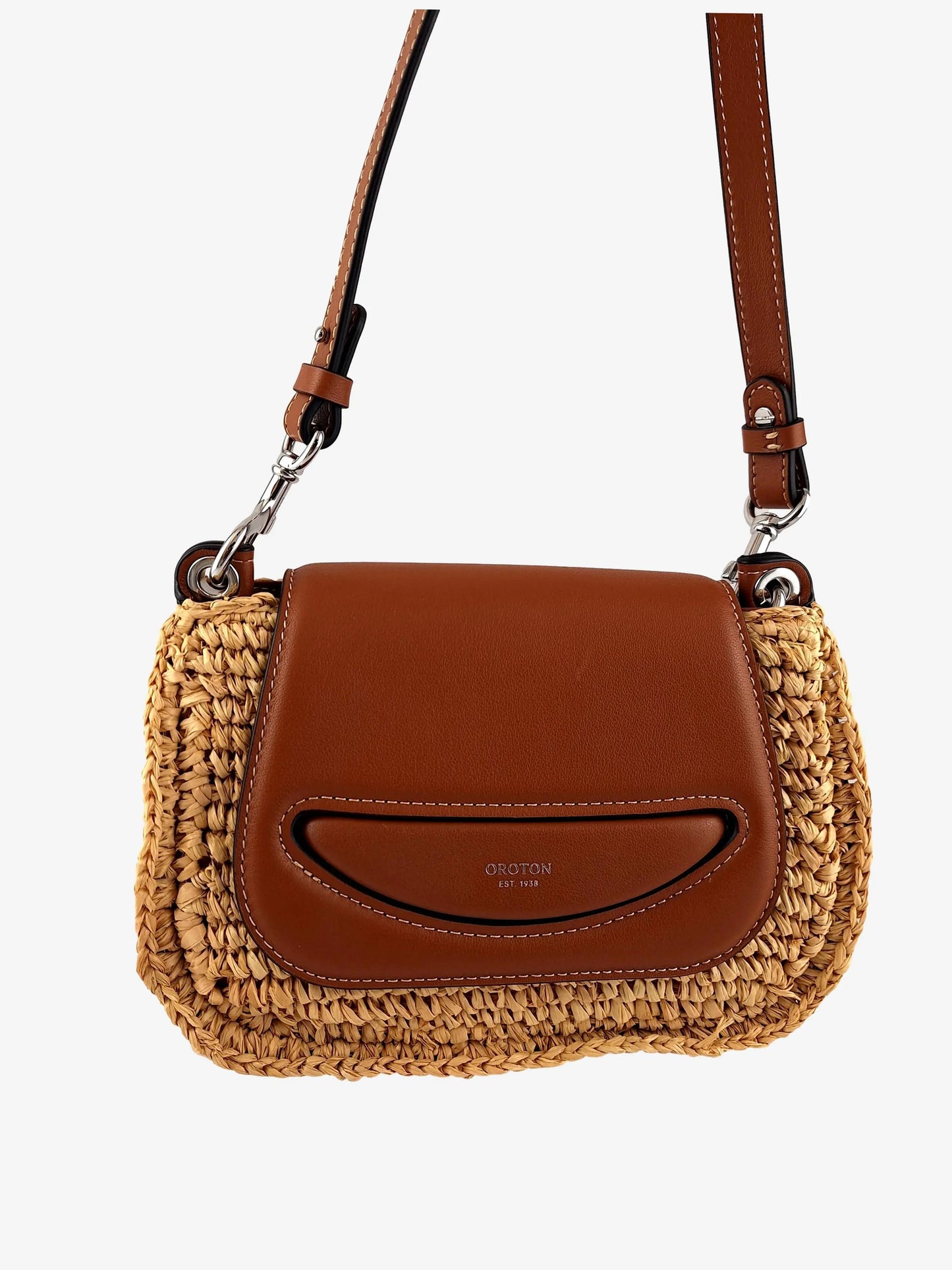 Oroton Raffia & Leather Haskin Small Crossbody Bag Size OSFA by SwapUp-Online Second Hand Store-Online Thrift Store