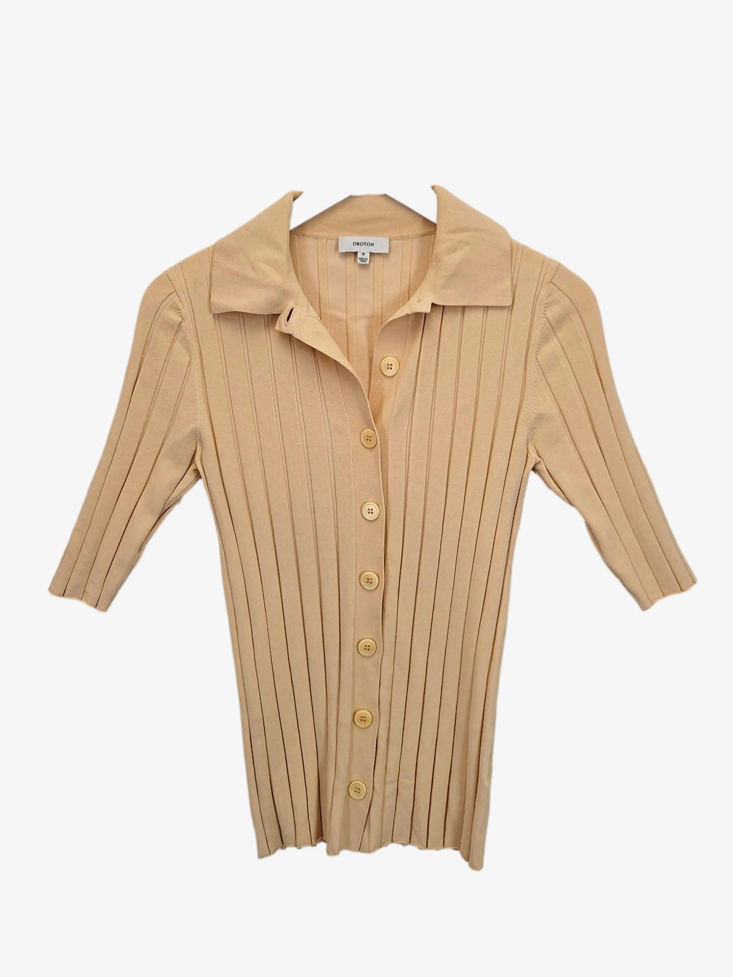 Oroton Ribbed Button Shirt Size M by SwapUp-Online Second Hand Store-Online Thrift Store