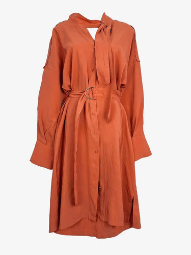 Oroton Salmon Belted Neck Detail Midi Dress Size 14 by SwapUp-Online Second Hand Store-Online Thrift Store