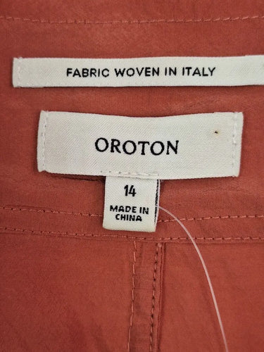 Oroton Salmon Belted Neck Detail Midi Dress Size 14 by SwapUp-Online Second Hand Store-Online Thrift Store