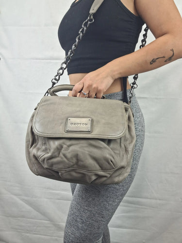 Oroton Taupe Top Handle Soft Crossbody Bag by SwapUp-Online Second Hand Store-Online Thrift Store