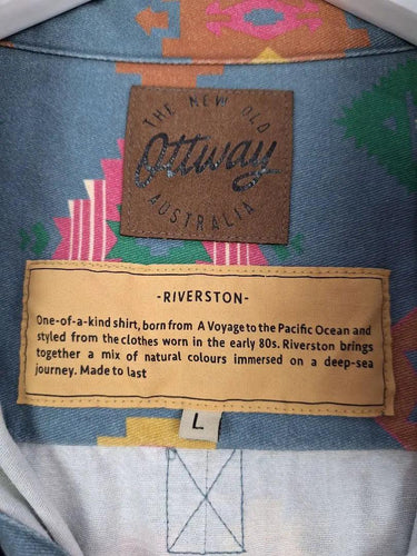 Ottway Riverstone Twill Teal Patterned Shirt Size L by SwapUp-Online Second Hand Store-Online Thrift Store