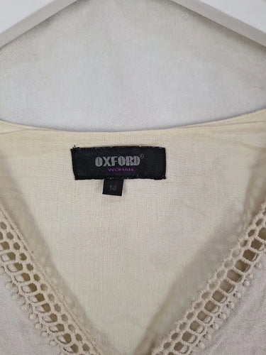 Oxford Beige Casual Linen Top Size 14 by SwapUp-Online Second Hand Store-Online Thrift Store