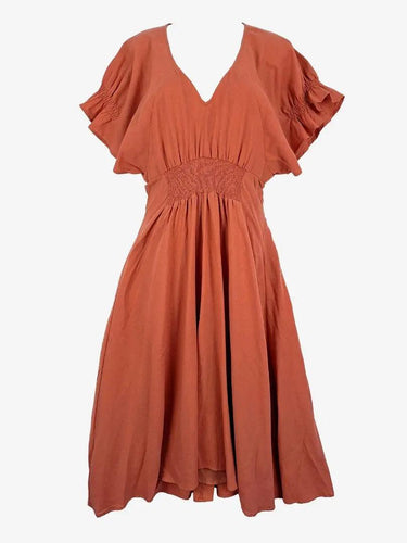 POL Clay Shirred Linen Blend Maxi Dress Size 8 by SwapUp-Online Second Hand Store-Online Thrift Store