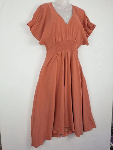 POL Clay Shirred Linen Blend Maxi Dress Size 8 by SwapUp-Online Second Hand Store-Online Thrift Store