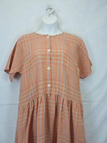 POL Marigold Check Boho Linen Dress Size 12 by SwapUp-Online Second Hand Store-Online Thrift Store