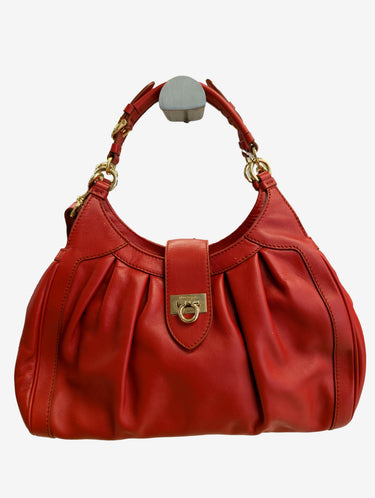 Salvatore Ferragamo Red Leather Roxanne Gancini Bag