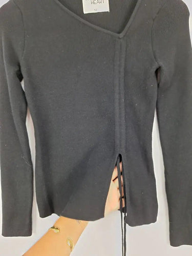 Paper Heart Scrunch Front Ribbed Longsleeve Top Size 12 by SwapUp-Online Second Hand Store-Online Thrift Store