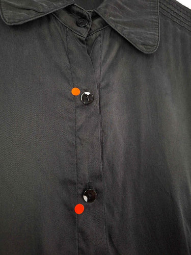 Second-Hand - Paul Costelloe Silk Blend Classy Black Collared Shirt Size 12 - SwapUp