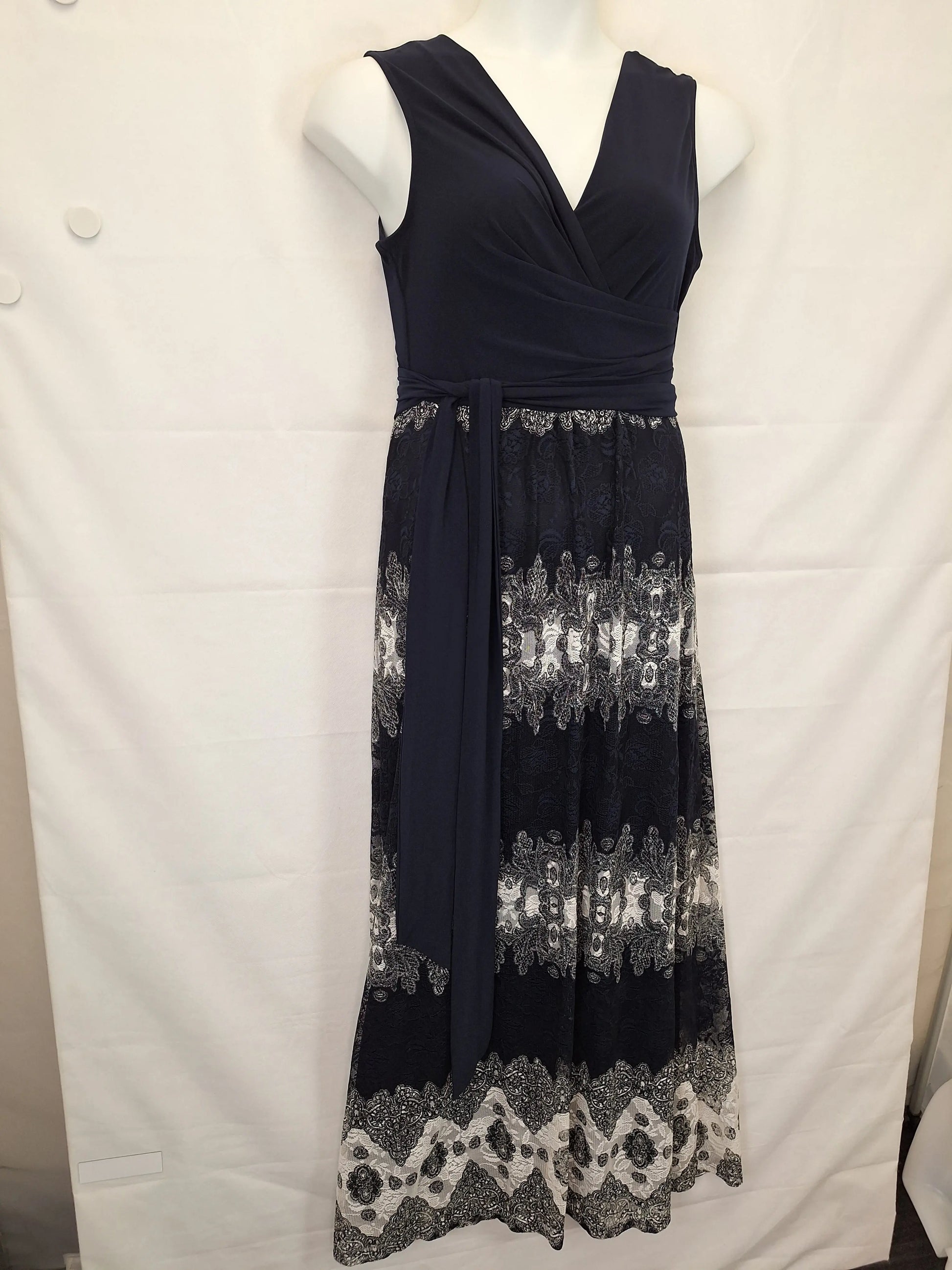 Phase Eight Navy Lace Trimmed Evening Maxi Dress Size 12 by SwapUp-Online Second Hand Store-Online Thrift Store
