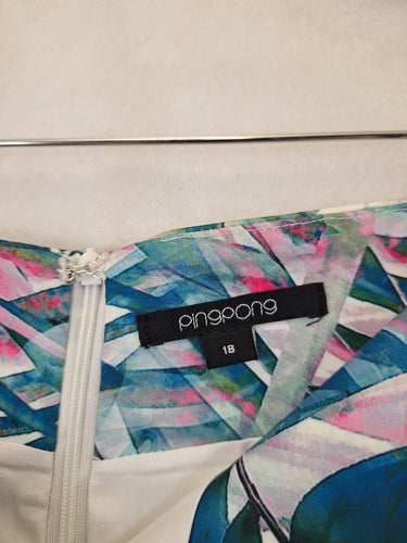 PingPong Panelled Tropical Stretch Mini Skirt Size 18 by SwapUp-Online Second Hand Store-Online Thrift Store