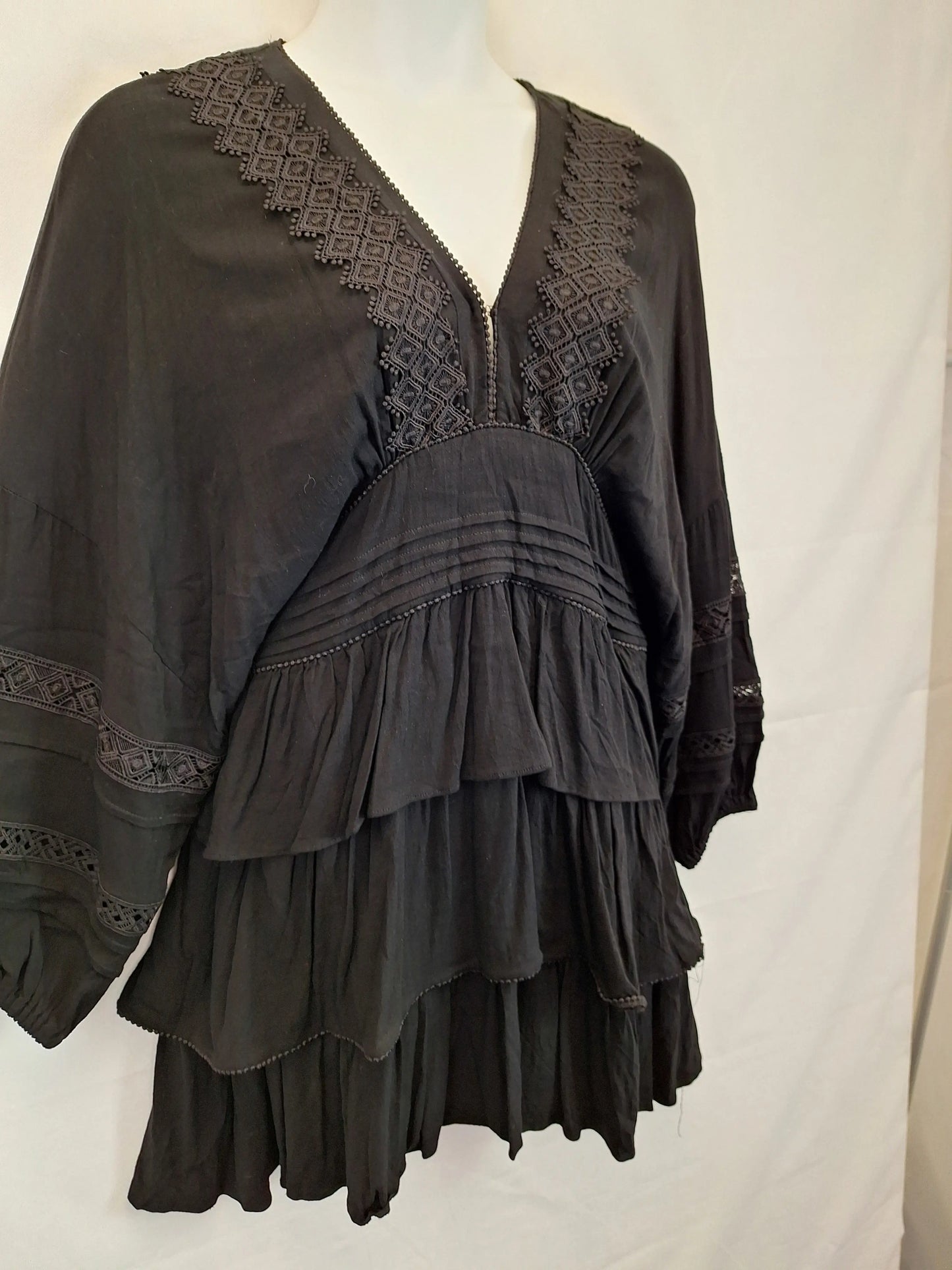 Piper Graceful Batwing Boho Mini Dress Size 16 by SwapUp-Online Second Hand Store-Online Thrift Store