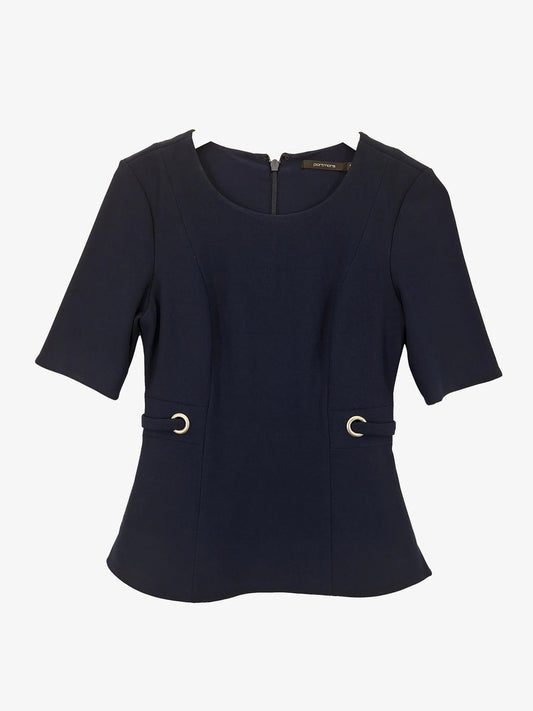 Portmans Navy Structured Eyelet Top Size S by SwapUp-Online Second Hand Store-Online Thrift Store