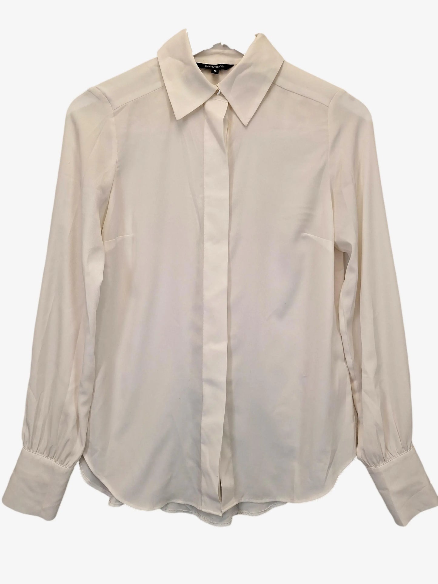 Portmans Off White Silver Cuff Work Shirt Size 6 by SwapUp-Online Second Hand Store-Online Thrift Store