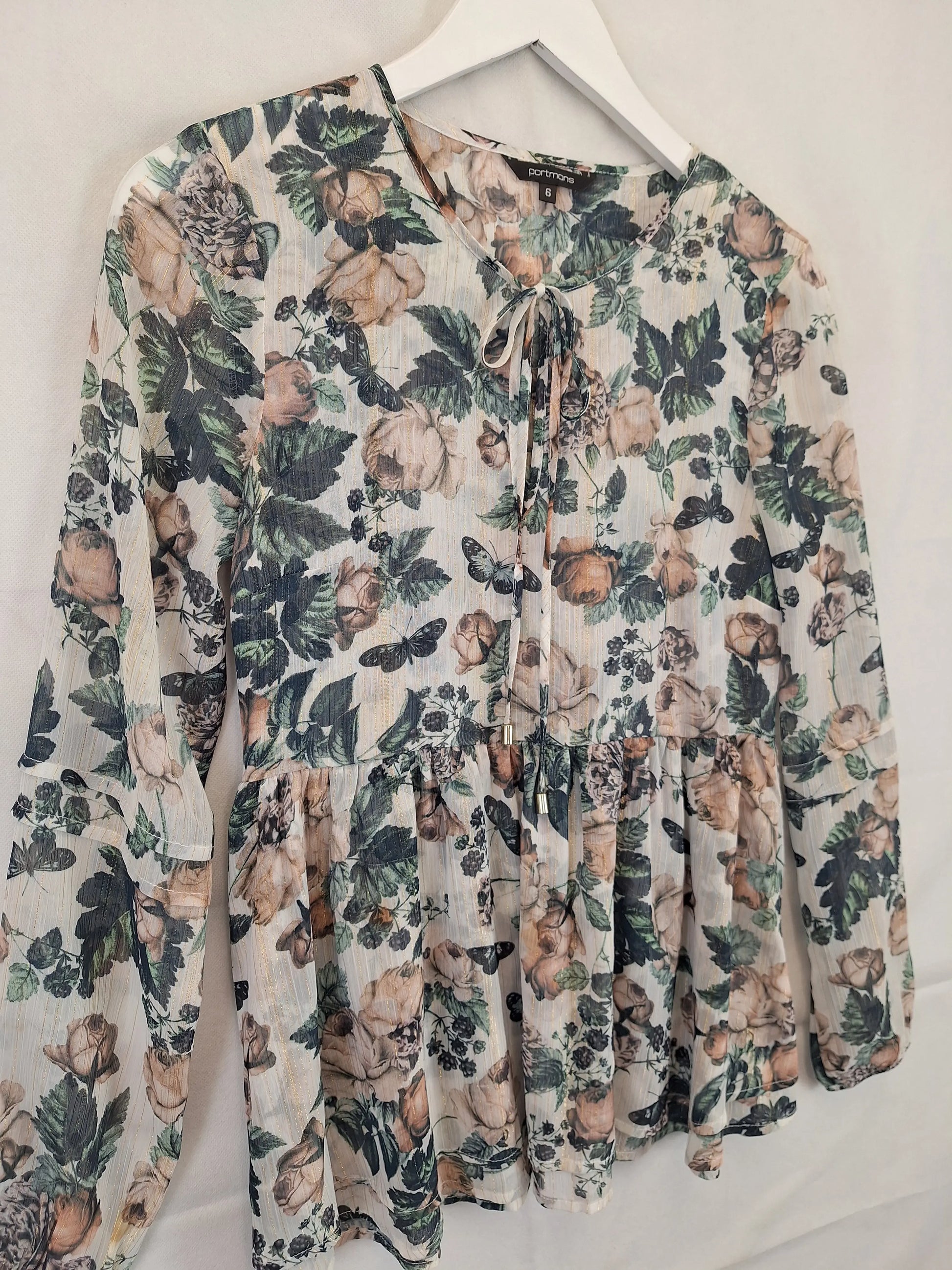 Portmans Roses Sheer Double Layer Blouse Size 6 by SwapUp-Online Second Hand Store-Online Thrift Store