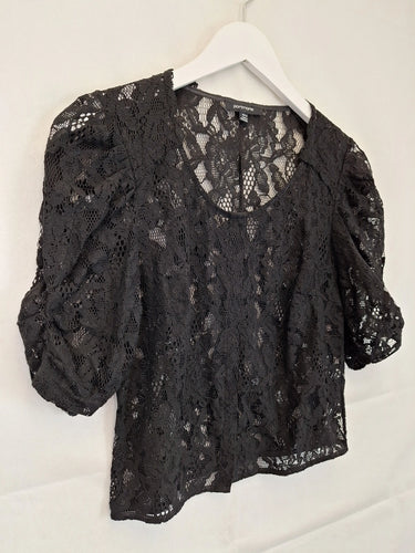Portmans Ruched Sleeve Lace Button Up Top Size XS by SwapUp-Online Second Hand Store-Online Thrift Store
