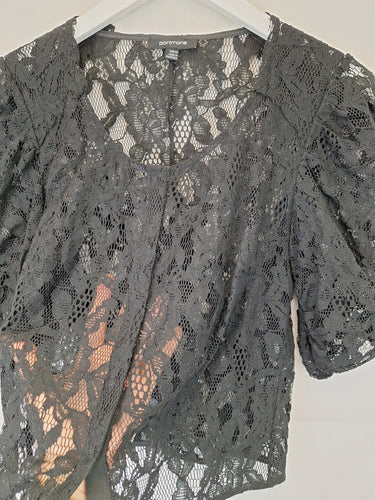 Portmans Ruched Sleeve Lace Button Up Top Size XS by SwapUp-Online Second Hand Store-Online Thrift Store