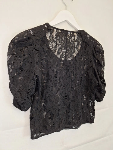 Portmans Ruched Sleeve Lace Button Up Top Size XS by SwapUp-Online Second Hand Store-Online Thrift Store