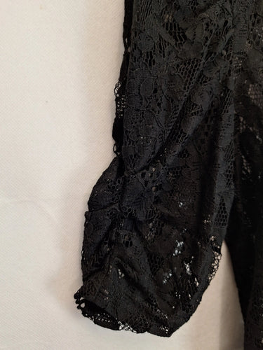 Portmans Ruched Sleeve Lace Button Up Top Size XS by SwapUp-Online Second Hand Store-Online Thrift Store