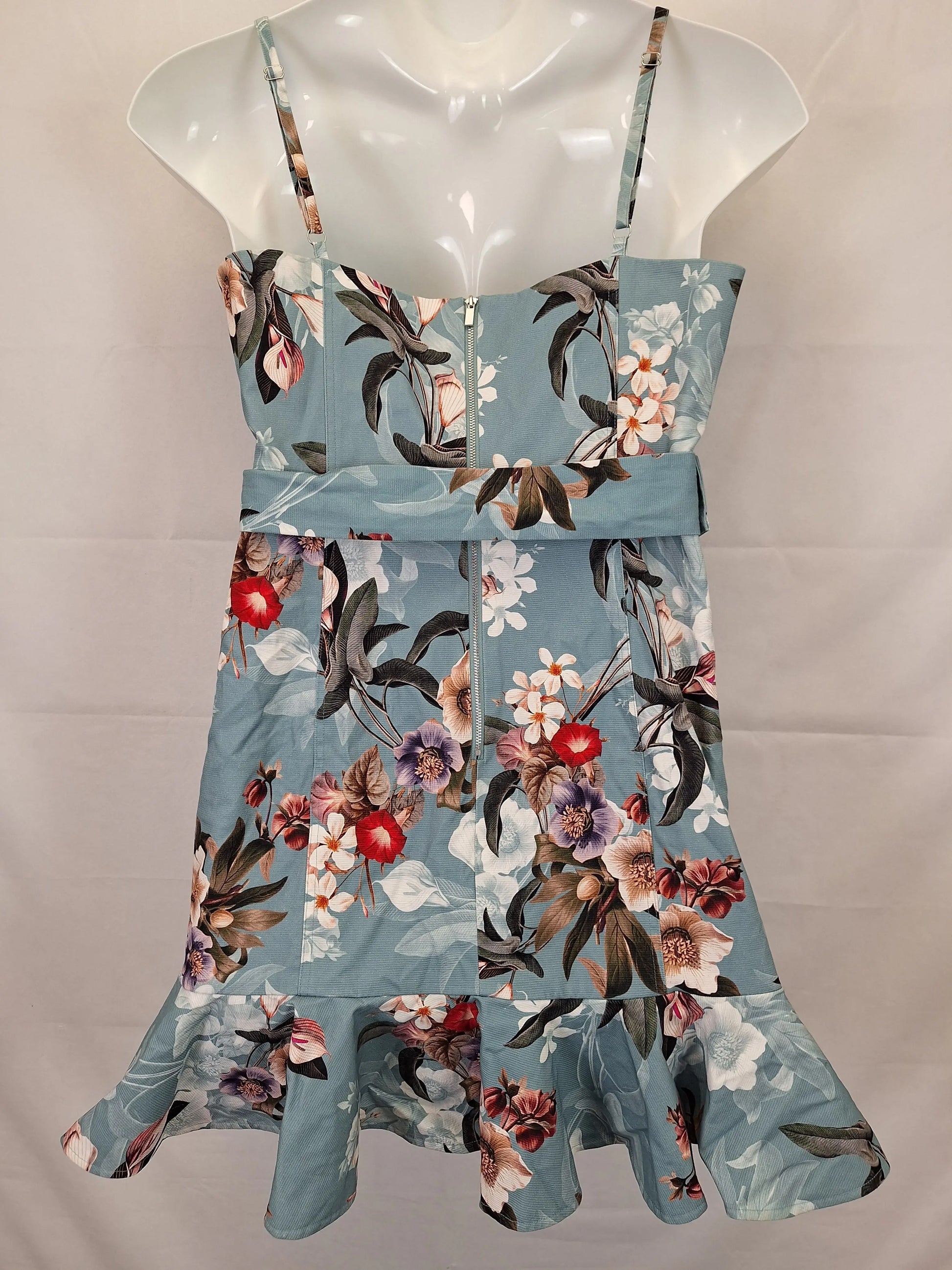 Portmans Signature Aqua Florida Floral Wedding Guest Midi Dress Size 16 by SwapUp-Online Second Hand Store-Online Thrift Store
