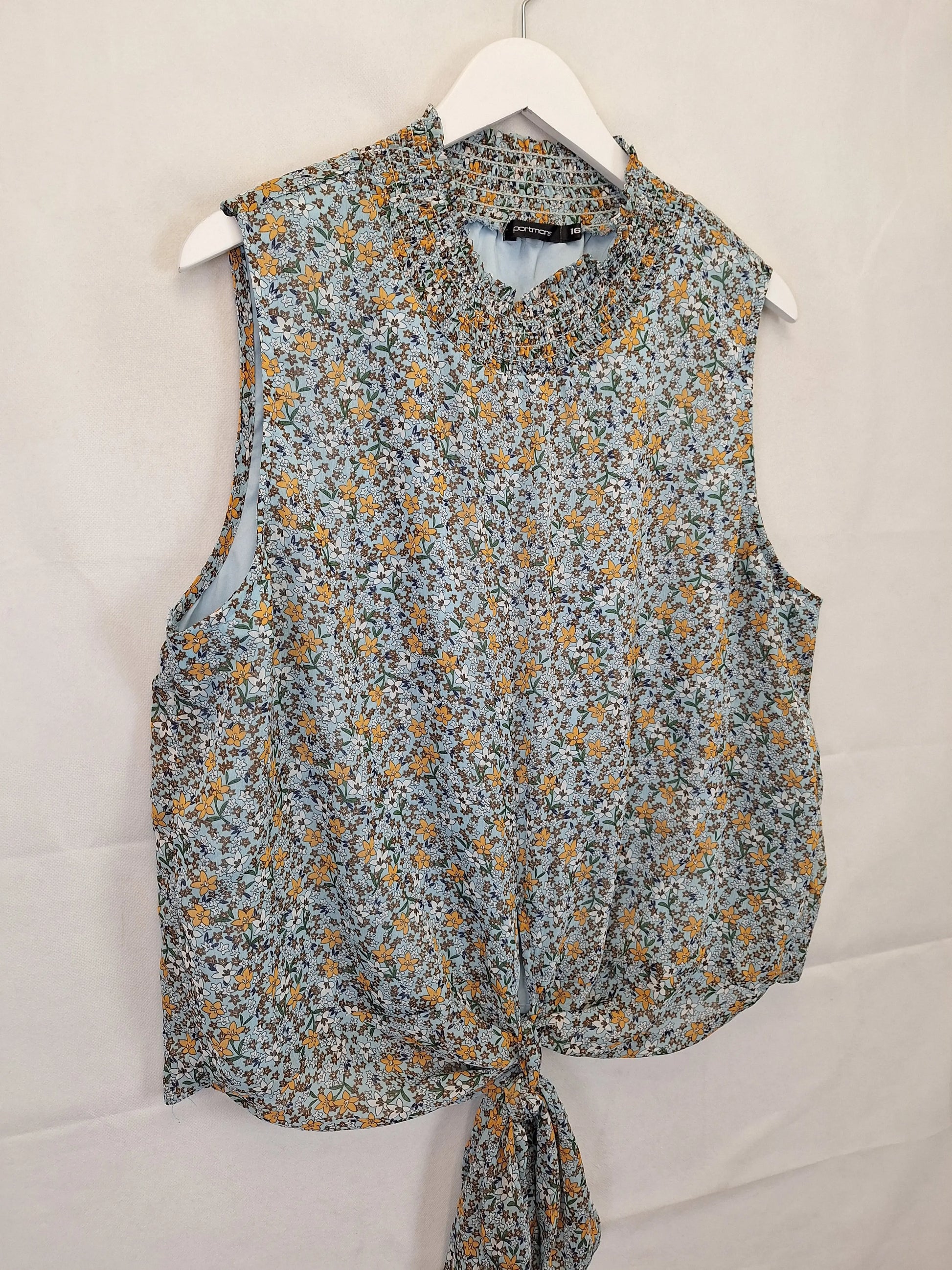 Portmans Spring Field Shirred Mock Neck Top Size 16 by SwapUp-Online Second Hand Store-Online Thrift Store