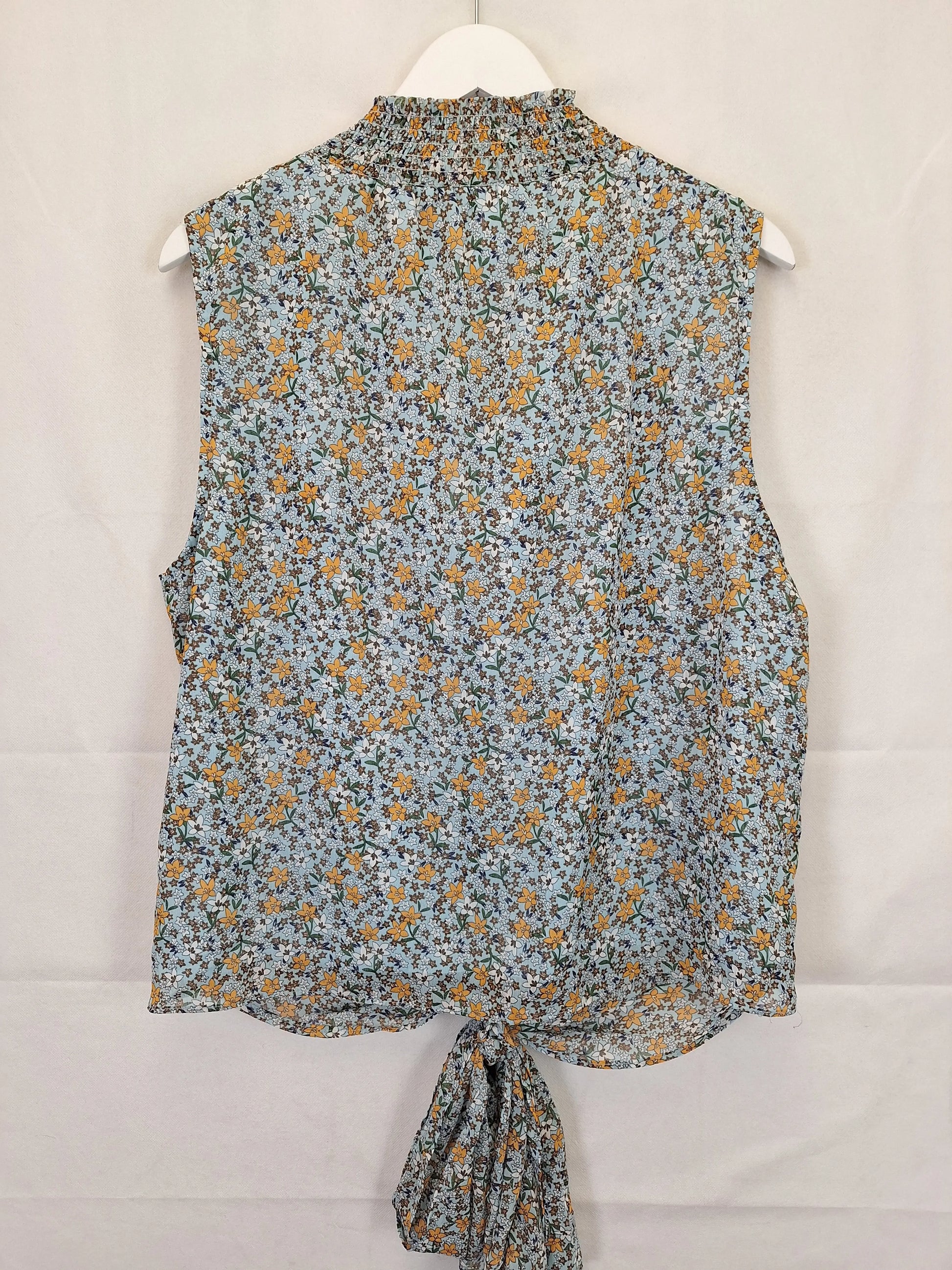 Portmans Spring Field Shirred Mock Neck Top Size 16 by SwapUp-Online Second Hand Store-Online Thrift Store