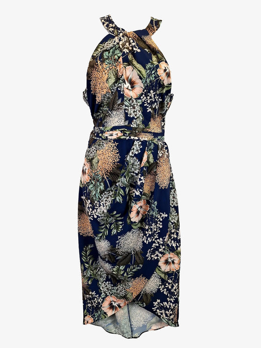 Portmans Spring Garden Draped Cocktail Midi Dress Size 12 by SwapUp-Online Second Hand Store-Online Thrift Store