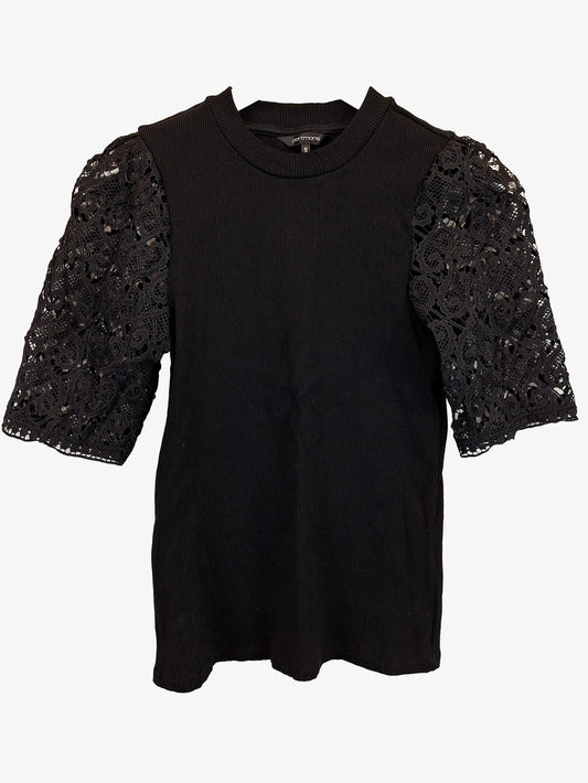Portmans Stylish Lace Puff Sleeve Top Size S by SwapUp-Online Second Hand Store-Online Thrift Store