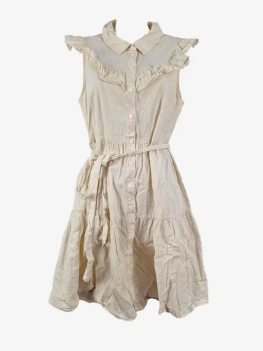 Princess Highway Ivory Ruffled Shirt Style Midi Dress Size 8 by SwapUp-Online Second Hand Store-Online Thrift Store