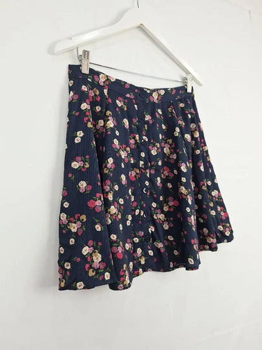 Princess Highway Navy Rose Button Front Mini Skirt Size 12 by SwapUp-Online Second Hand Store-Online Thrift Store