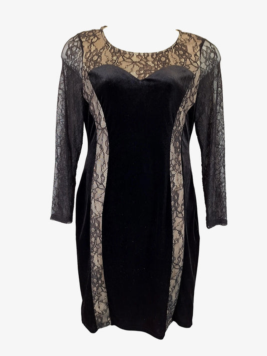 Queenspark Velvet & Lace Elegant Cocktail Mini Dress Size L by SwapUp-Online Second Hand Store-Online Thrift Store