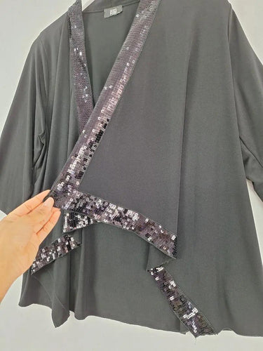 RTM Sequin Trim Drape Cardigan Size 14 by SwapUp-Online Second Hand Store-Online Thrift Store