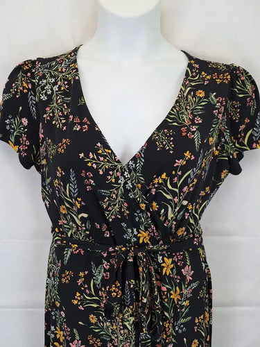 Rachel Zoe Dark Floral Feminine Wrap Style Dress Size L by SwapUp-Online Second Hand Store-Online Thrift Store