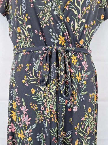 Rachel Zoe Dark Floral Feminine Wrap Style Dress Size L by SwapUp-Online Second Hand Store-Online Thrift Store