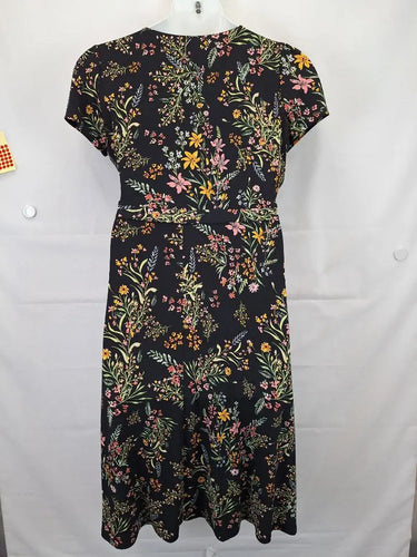 Rachel Zoe Dark Floral Feminine Wrap Style Dress Size L by SwapUp-Online Second Hand Store-Online Thrift Store