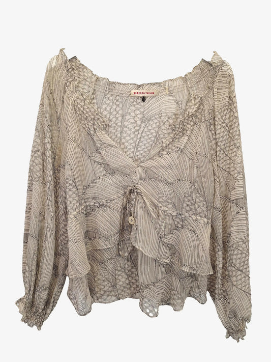 Rebecca Taylor Sheer Gold Blouse Size 6