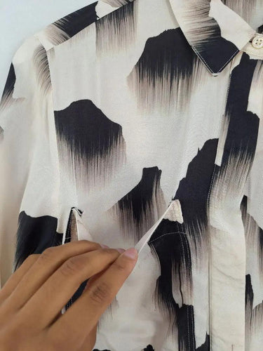 Reiss Beige Brushstroke Button Up Shirt Size 10 by SwapUp-Online Second Hand Store-Online Thrift Store