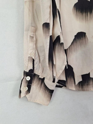 Reiss Beige Brushstroke Button Up Shirt Size 10 by SwapUp-Online Second Hand Store-Online Thrift Store