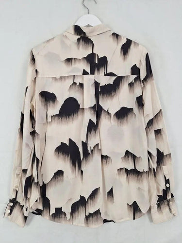 Reiss Beige Brushstroke Button Up Shirt Size 10 by SwapUp-Online Second Hand Store-Online Thrift Store