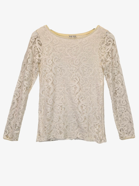 Reiss Elegant Round Neck Lace Top Size XS by SwapUp-Online Second Hand Store-Online Thrift Store