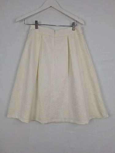Review Classic Cream Box Pleated Midi Skirt Size 8 by SwapUp-Online Second Hand Store-Online Thrift Store