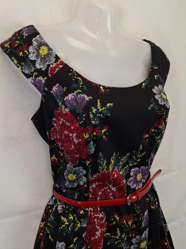 Review Cross Stitch Printed Off Shoulder Mini Dress Size 8 by SwapUp-Online Second Hand Store-Online Thrift Store