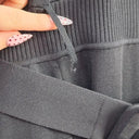 Review Elegant Belted Knit Midi Dress Size 14 by SwapUp-Online Second Hand Store-Online Thrift Store
