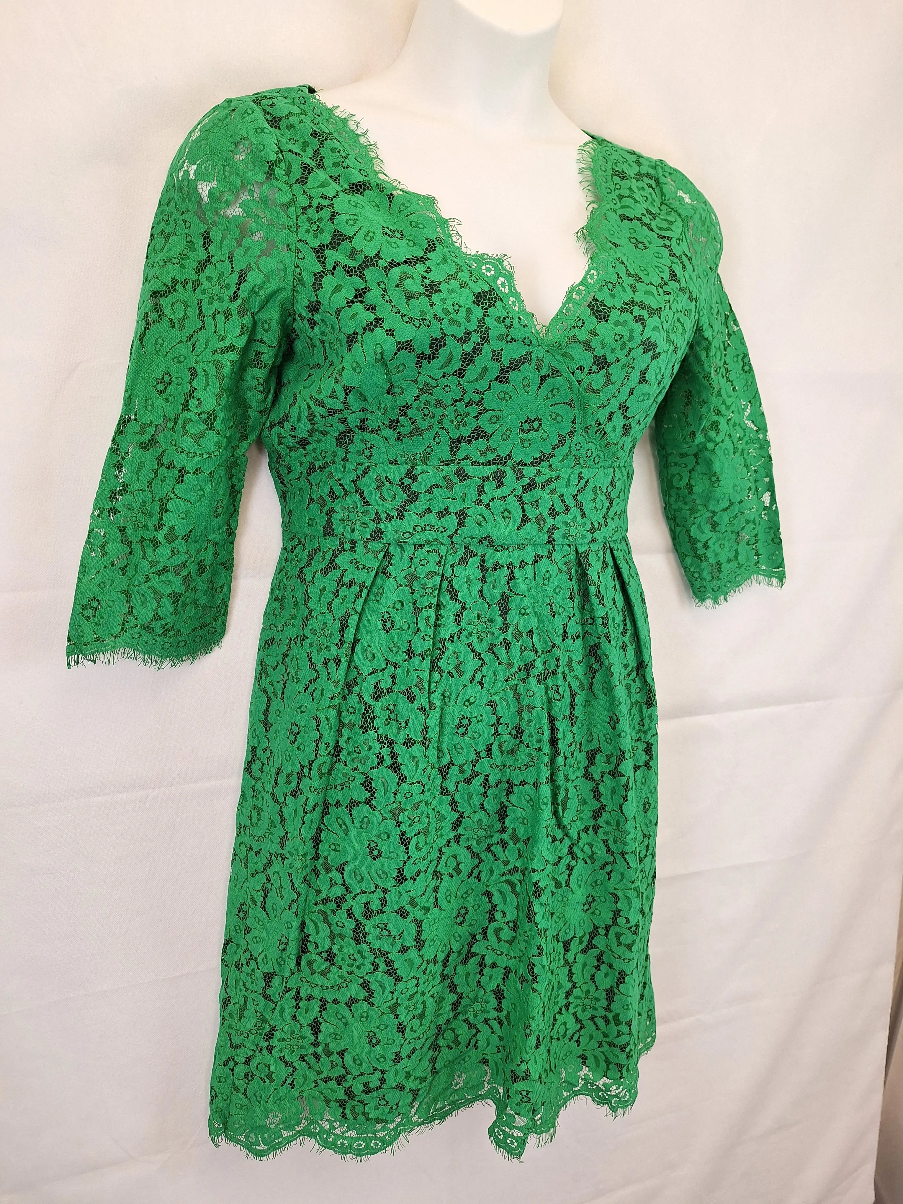 Review Emerald Green Lace Cocktail Mini Dress Size 14 SwapUp