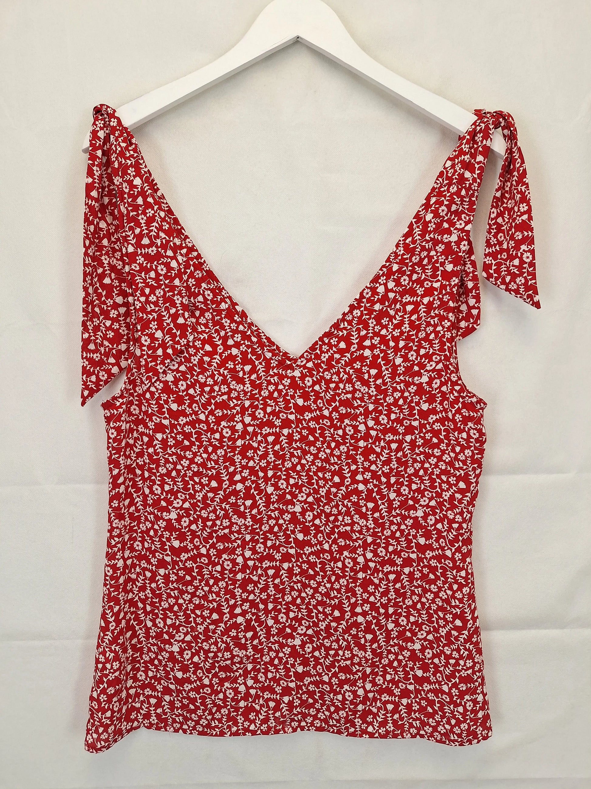 Review Floral Summer Shoulder Tie Top Size 10 by SwapUp-Online Second Hand Store-Online Thrift Store