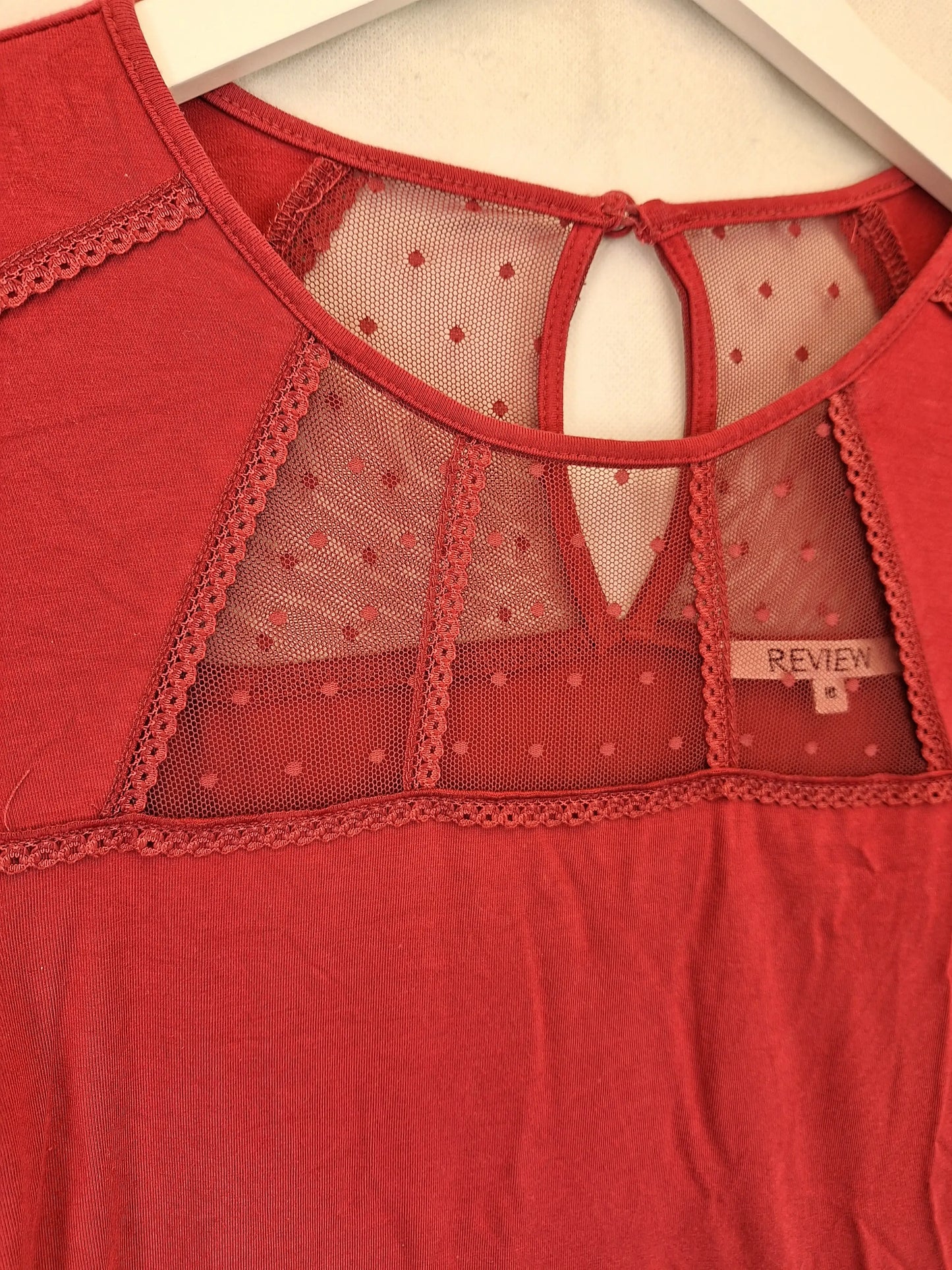 Review Lace Panelled Pretty T-shirt Size 10 by SwapUp-Online Second Hand Store-Online Thrift Store