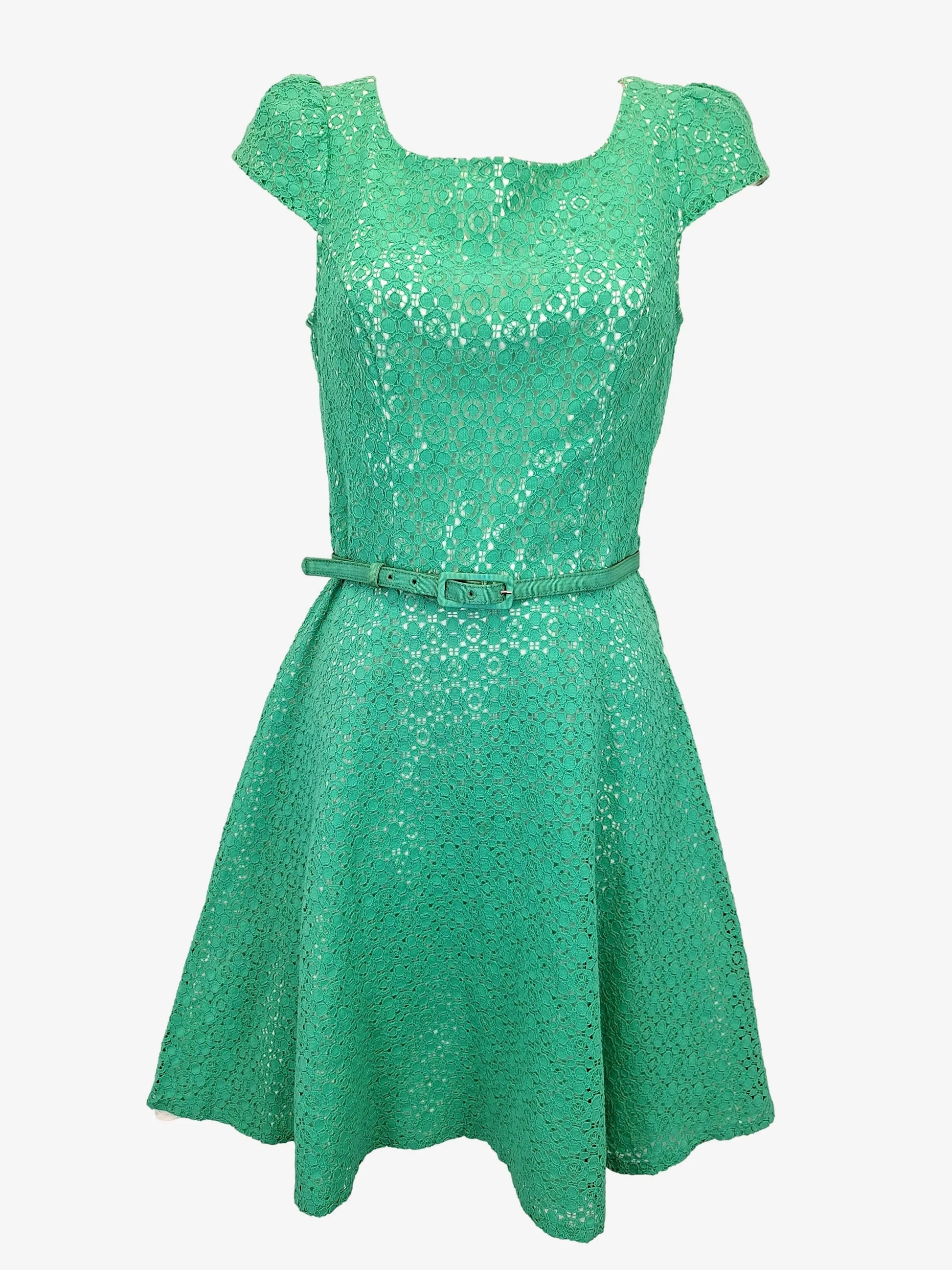Review Mint Green Lace Tailored Midi Dress Size 8 – SwapUp